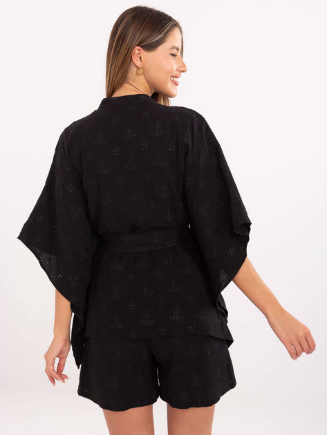Czarny muślinowy komplet na lato