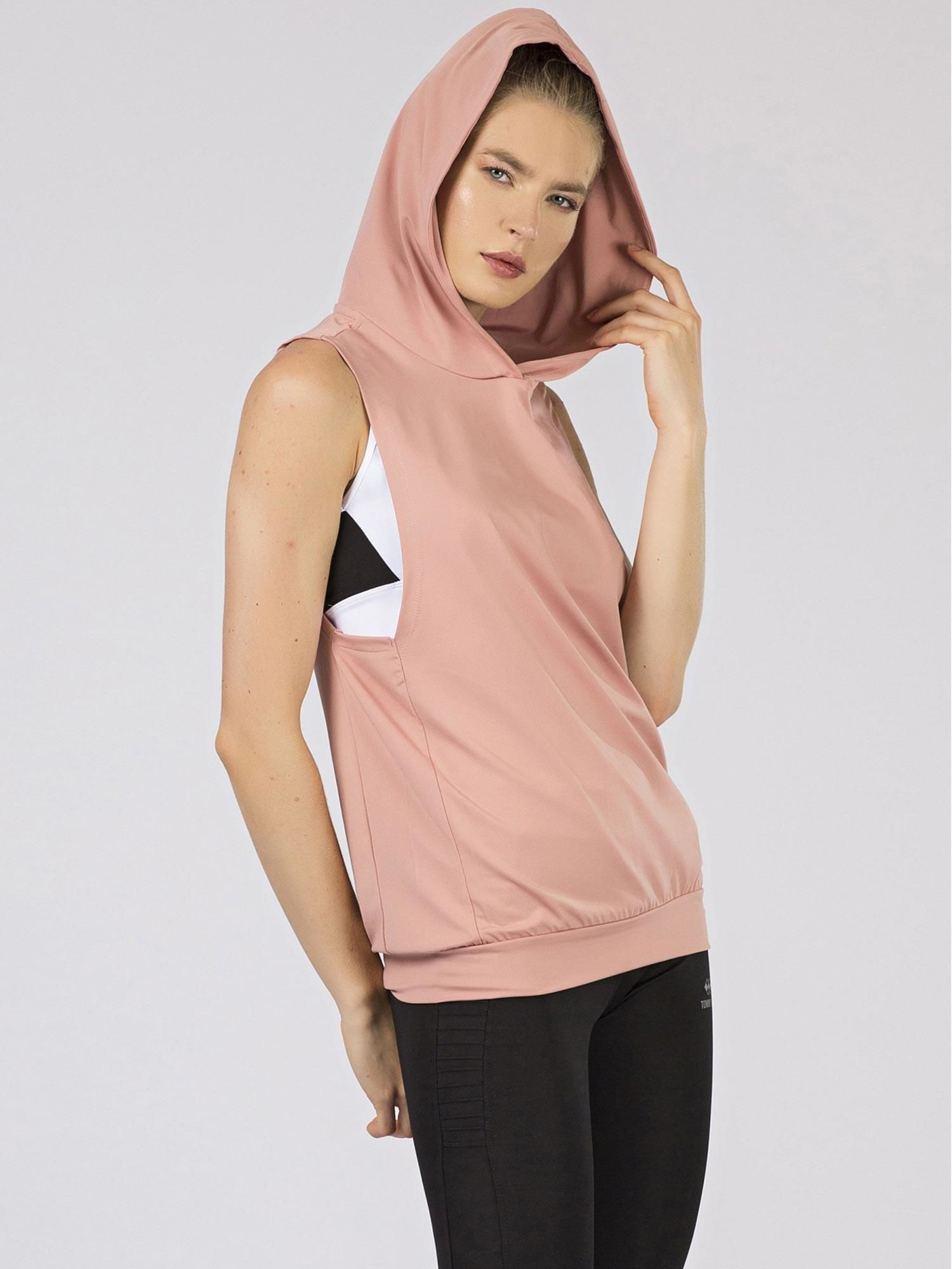 TOMMY LIFE Brudnoróżowa bluza z kapturem