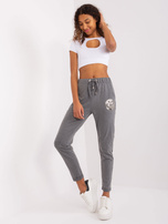 Hurt Ciemnoszare melanżowe damskie spodnie dresowe