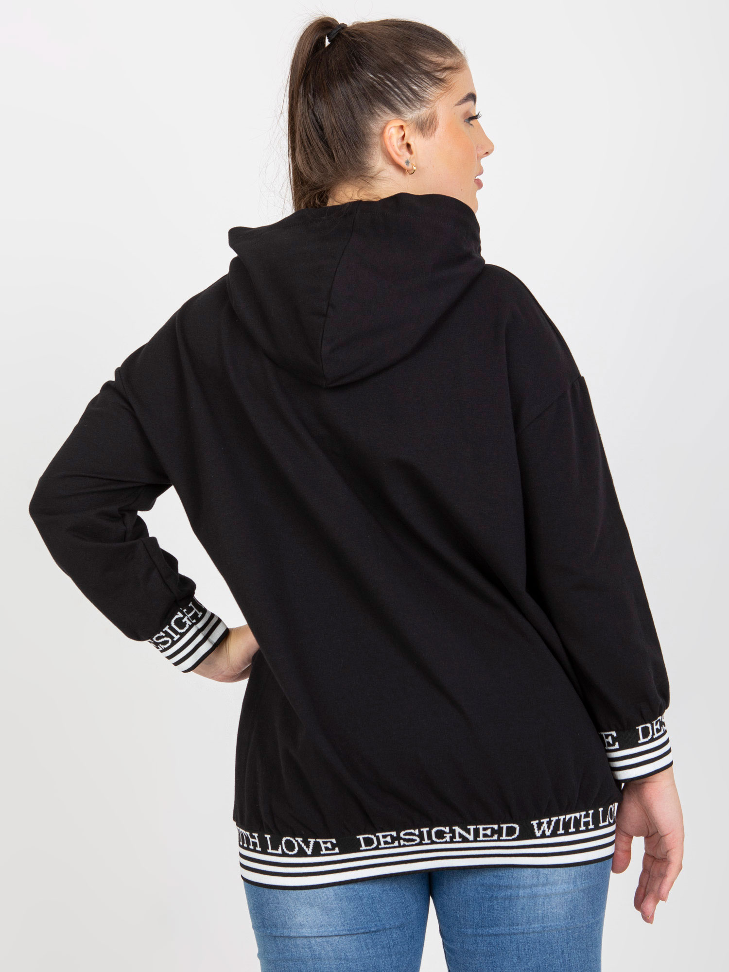 Hurt Czarna damska rozpinana bluza plus size z kapturem 