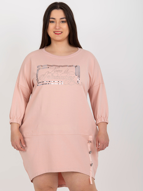 Hurt Brudnoróżowa midi sukienka plus size z aplikacją