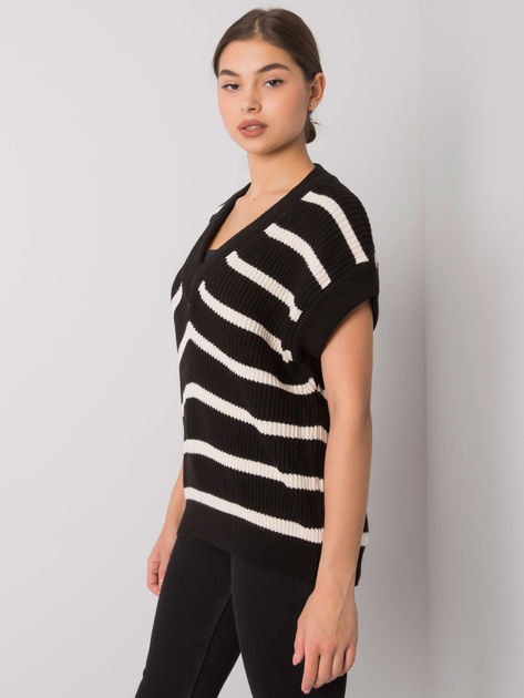 Czarno-kremowa kamizelka z dzianiny Joselita
