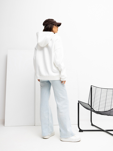 Ecru damska bluza oversize z kapturem RUE PARIS