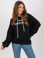 Hurtownia Czarna oversize bluza z kapturem i napisem