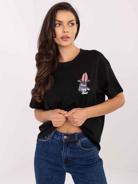 Czarny t-shirt z nadrukiem na plecach SUBLEVEL 