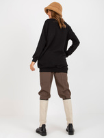 Hurtownia Czarna długa bluza basic z kieszeniami 