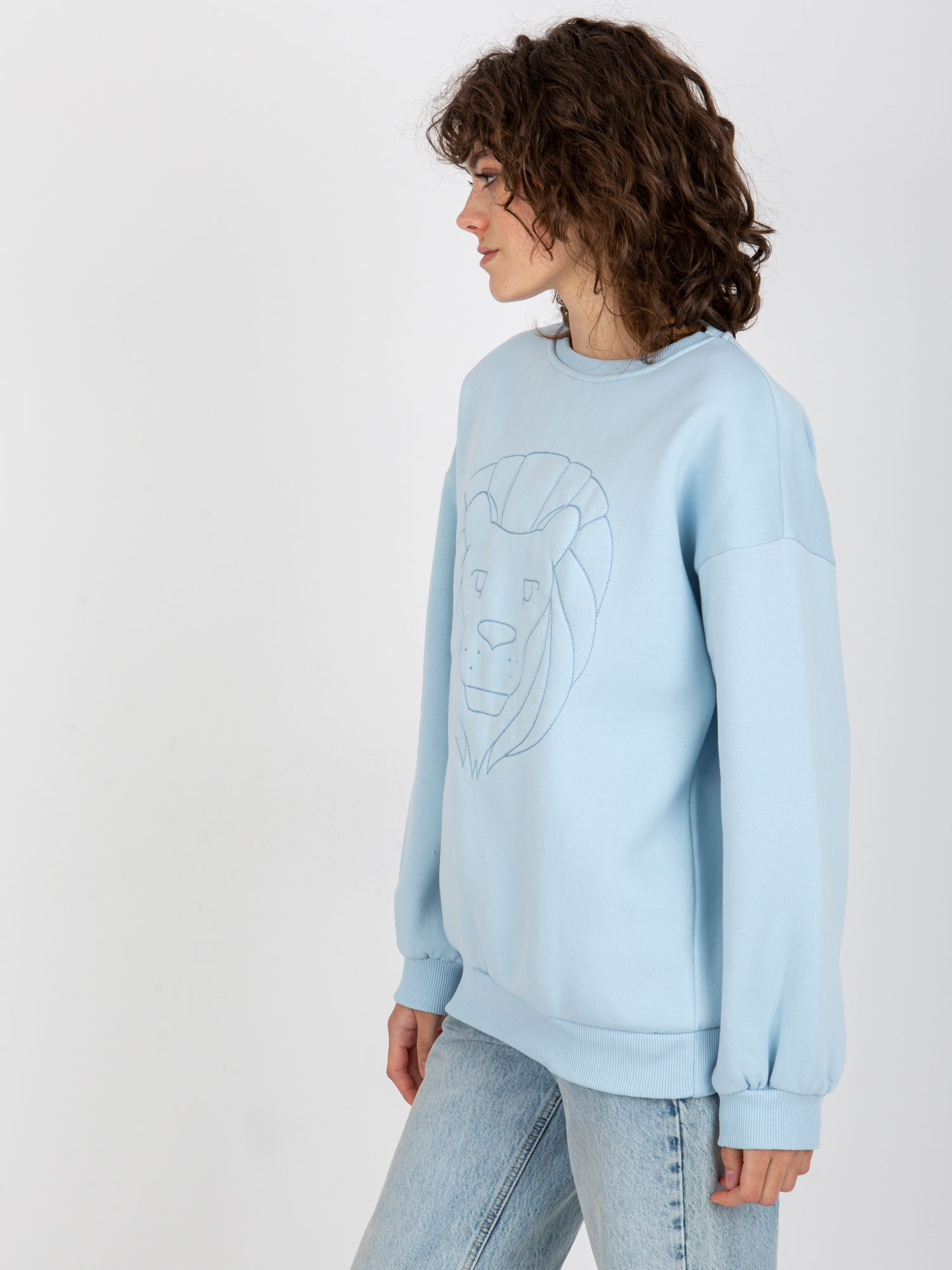Jasnoniebieska dresowa bluza bez kaptura oversize
