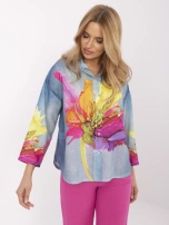 Hurtownia Niebieska damska koszula z imitacją jeansu 