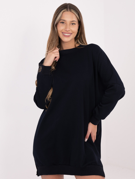 Granatowa dresowa sukienka basic ze ściągaczami