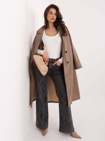 Ecru damskie body basic w prążek RUE PARIS