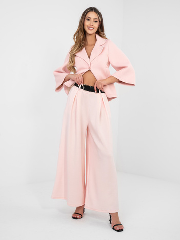 Pastelowe różowe dresowe spodnie palazzo RUE PARIS 