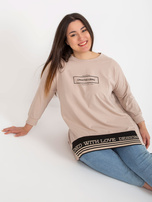 Hurtownia Beżowa dresowa tunika plus size z bawełny