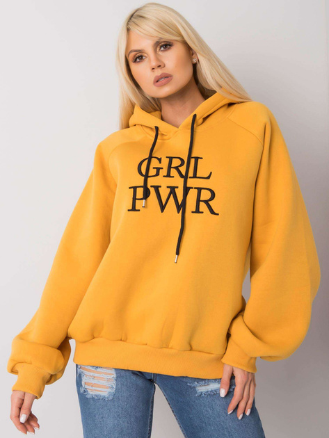 Ciemnożółta ocieplana bluza z kapturem Debby