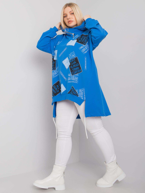 Ciemnoniebieska bluza z kapturem plus size Ives