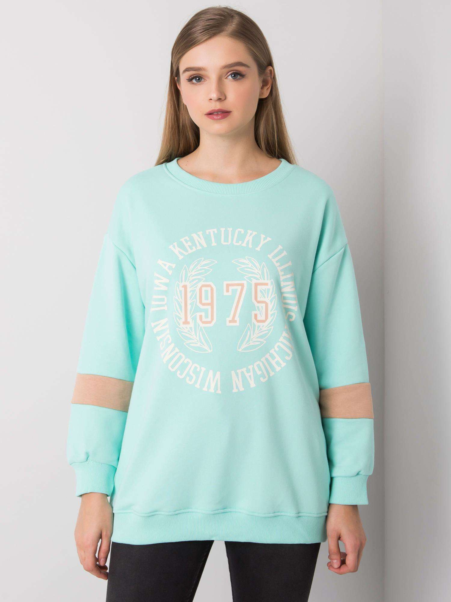 Miętowa bluza oversize z nadrukiem Kate