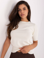 Ecru damski sweter z krótkim rękawem