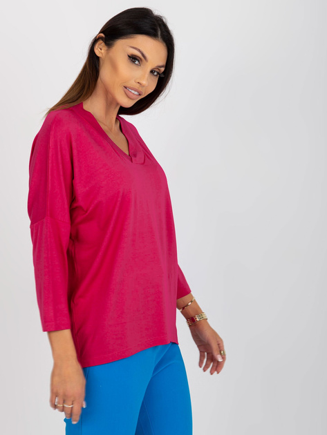 Hurt Fuksjowa damska bluzka basic z rękawem 3/4