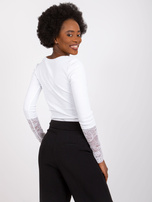 Biała prążkowana bluzka z koronką Beatrice RUE PARIS