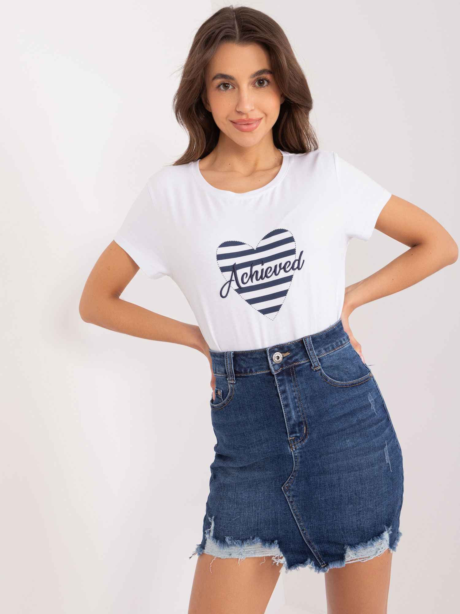 Hurt Weiß-blau T-Shirt mit Herzdruck BASIC FEEL GOOD.