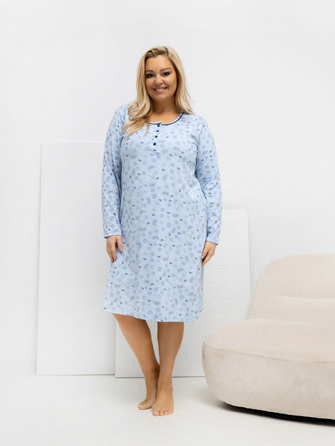 Jasnoniebieska nocna koszula plus size z bawełny