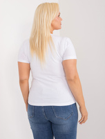 Hurtownia Biały dopasowany t-shirt plus size z napisem