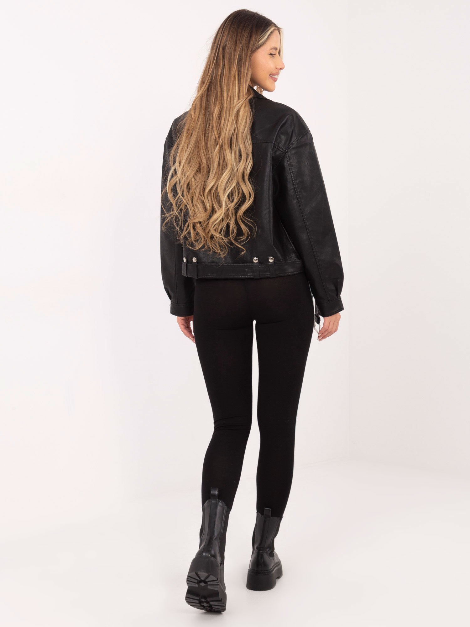Czarno-srebrne legginsy Rissa RUE PARIS