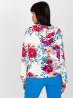 Hurtownia Biała welurowa bluza rozpinana w kwiaty RUE PARIS 