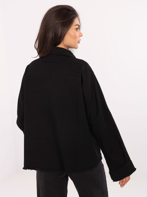 Czarna jeansowa kurtka z kieszeniami RUE PARIS