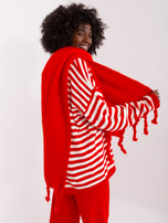 Hurtownia Czerwony ciepły szal z frędzlami 