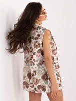 Brązowa dwurzędowa kamizelka w kwiaty