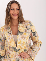 Żółta damska marynarka w kwiaty RUE PARIS 