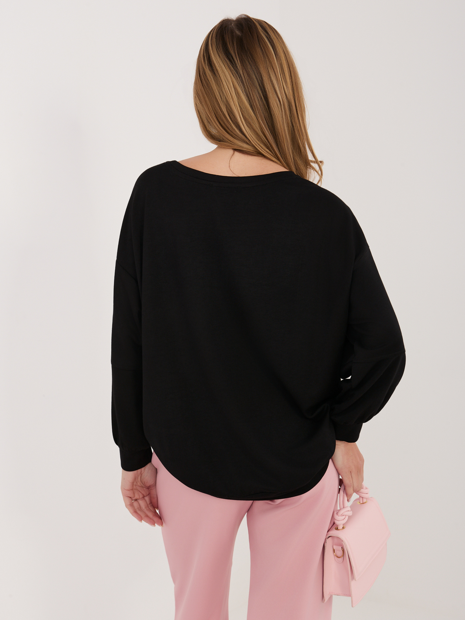 Černá oversize mikina bez kapuce RUE PARIS.