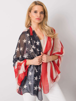 Czerwono-beżowa chusta z printem