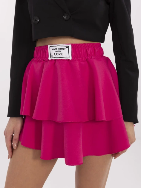 Hurt Fuksjowa rozkloszowana spódnica z naszywką