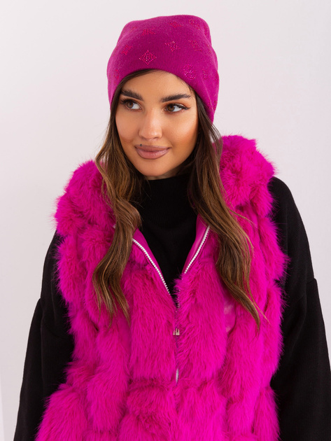 Hurtownia Fuksjowa czapka damska zimowa