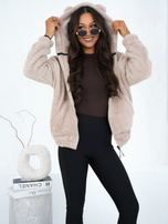 Jasnobeżowa rozpinana bluza miś z kapturem