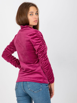 Hurt Fioletowa damska bluzka welurowa ze stójką RUE PARIS