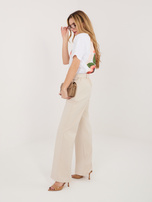 Jasnobeżowe garniturowe spodnie z wysokim stanem RUE PARIS 