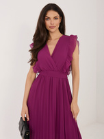 Ciemnofioletowa plisowana sukienka bez rękawów RUE PARIS