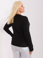 Hurt Czarny dzianinowy sweter plus size z wiskozą