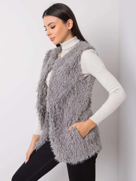 Ciemnoszara futrzana kamizelka Sybille