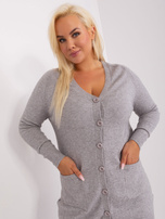 Hurt Szary rozpinany sweter plus size z wiskozą 