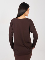Czekoladowa bluzka oversize z długim rękawem RUE PARIS 