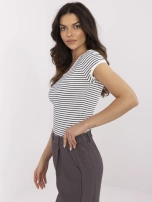 Ecru dopasowana bluzka z bawełny 