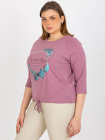 Hurt light pink plus size blouse with a rhinestone application.