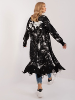 Hurtownia Czarny długi kardigan damski z dziurami