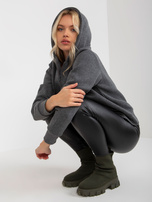 Hurt Ciemnoszara rozpinana bluza basic z kapturem RUE PARIS