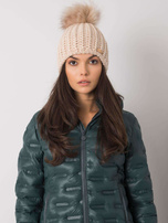 Beżowa damska czapka zimowa