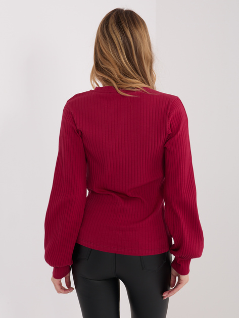 Bordowa bluzka z haftowanym napisem RUE PARIS