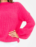Fuksjowy sweter oversize z domieszką wełny